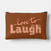 Rust Brown & Peach Large Text With Flowers アクセサリーポーチ (正面)