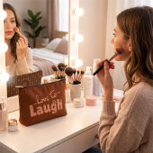 Rust Brown & Peach Large Text With Flowers アクセサリーポーチ