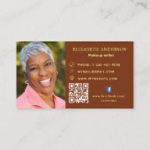 Rust brown photo QrコードのソーシャルFacebookアイコン 名刺 (裏面)