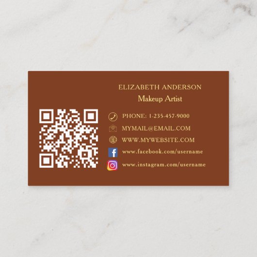 Rust brown QrコードインスタグラムFacebook 名刺 (裏面)