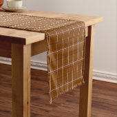 Rust Brown Red White Plaid Classic Table Runner ショートテーブルランナー (インサイチュ)