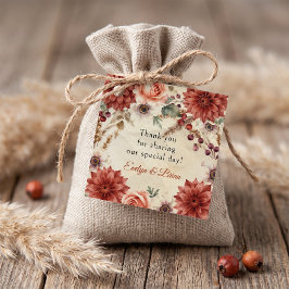 Rust Burgundy 花柄 ボヘミアン 秋の結婚式 ありがとう フェイバータグ