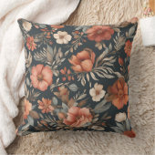 Rust Burnt Orange Modern Farmhouse Floral クッション (ブランケット)