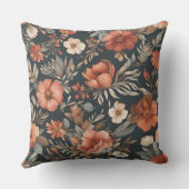 Rust Burnt Orange Modern Farmhouse Floral クッション (裏面)