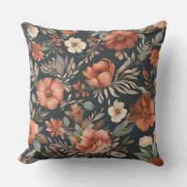 Rust Burnt Orange Modern Farmhouse Floral クッション
