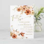 Rust Cream Fall In Love Pumpkin Wedding invitation 招待状 (スタンド正面)