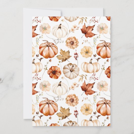 Rust Cream Fall In Love Pumpkin Wedding invitation 招待状 (裏面)