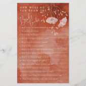 Rust Floral Bridal Shower Game Card (正面)