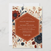 Rust Floral Harvest Wedding 招待状 (正面)