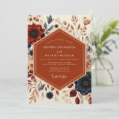 Rust Floral Harvest Wedding 招待状 (スタンド正面)
