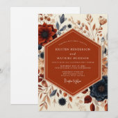 Rust Floral Harvest Wedding 招待状 (正面/裏面)