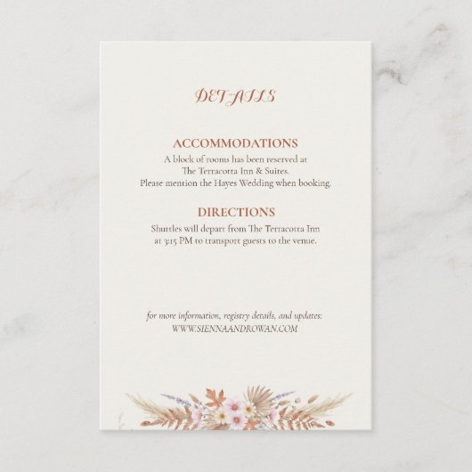 Rust Floral & Pampas Grass Boho エンクロージャーカード (正面)