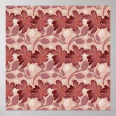 Rust Floral Seamless Pattern Large Flowers Minimal ポスター (正面)