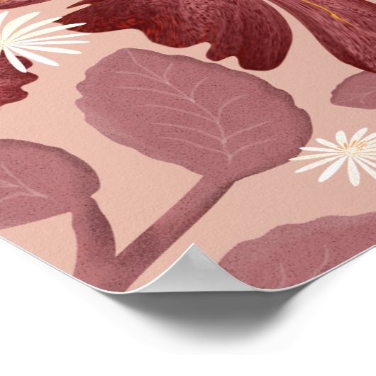 Rust Floral Seamless Pattern Large Flowers Minimal ポスター (角)