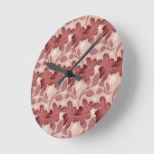 Rust Floral Seamless Pattern Large Flowers Minimal ラウンド壁時計 (傾斜)