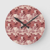 Rust Floral Seamless Pattern Large Flowers Minimal ラウンド壁時計 (正面)