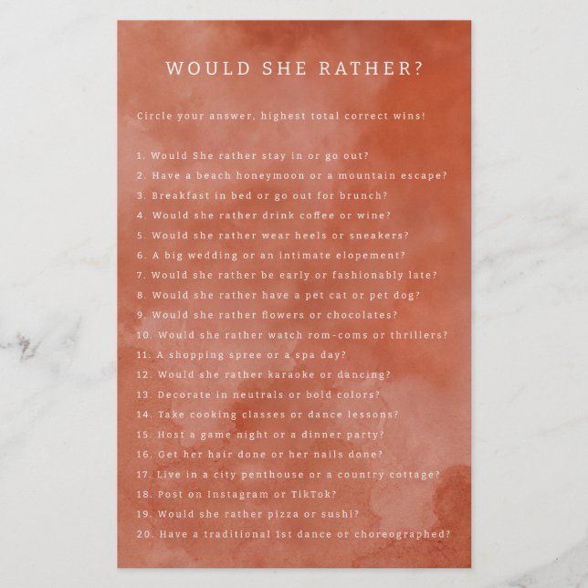 Rust Floral Would She Rather Game (正面)