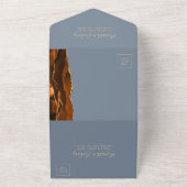 Rust Gold Agate Dusty Blue 式の食事の選択肢 オールインワン招待状 (外側)