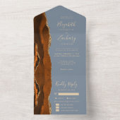 Rust Gold Agate Dusty Blue 式の食事の選択肢 オールインワン招待状 (内側)