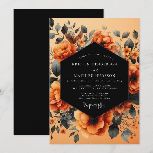 Rust Indigo Autumnal Wedding 招待状 (正面/裏面)