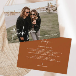 Rust Minimalist Wedding Photo Thank You Cards サンキューカード