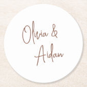 Rust | Modern Handwritten Script Wedding ラウンドペーパーコースター (正面)