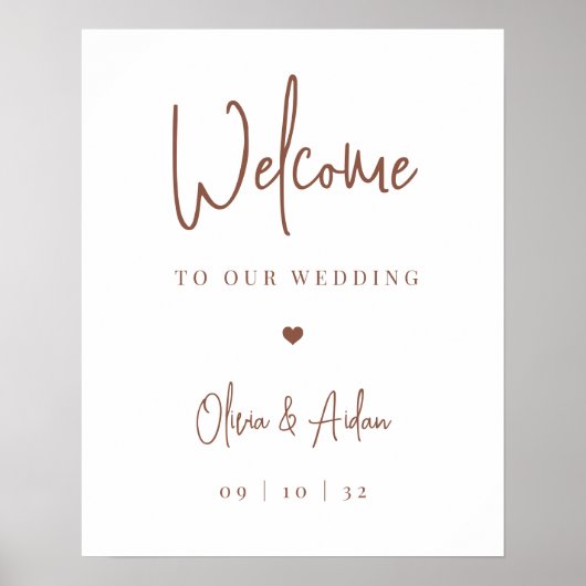 Rust | Modern Handwritten Script Wedding Welcome ポスター (正面)