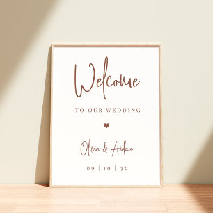 Rust Modern Handwritten Script Wedding Welcome ポスター