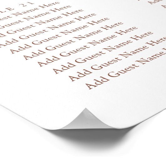 Rust | Modern Handwritten XL Wedding Seating Chart ポスター (角)