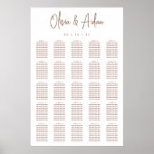 Rust | Modern Handwritten XL Wedding Seating Chart ポスター (正面)