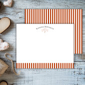 Rust Modern Open Hearts Striped Note Card ノートカード