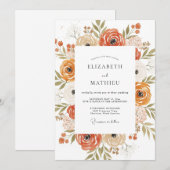 Rust Moody Botanical Autumn Wedding 招待状 (正面/裏面)