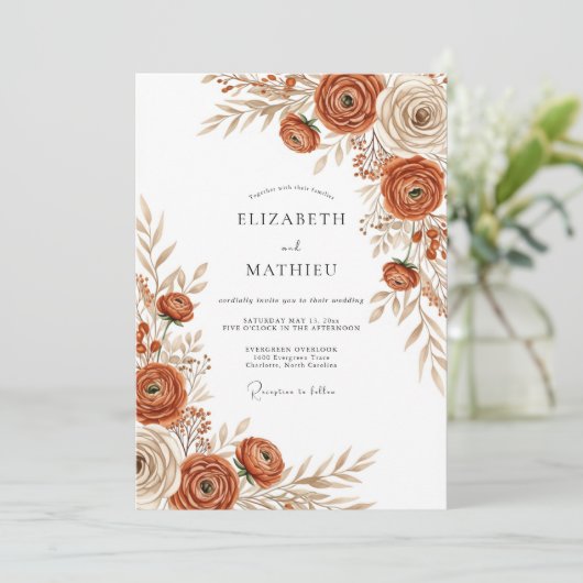 Rust Muted Autumnal Wedding 招待状 (スタンド正面)