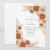 Rust Muted Autumnal Wedding 招待状 (正面/裏面)