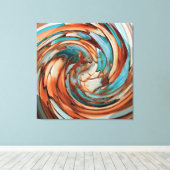 Rust Nティール(緑がかった色)抽象芸術ドルフィンvsイーグルキャンバス キャンバスプリント (インサイチュ (ウッドフロア))