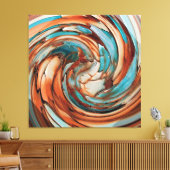 Rust Nティール(緑がかった色)抽象芸術ドルフィンvsイーグルキャンバス キャンバスプリント (インサイチュ (リビング))