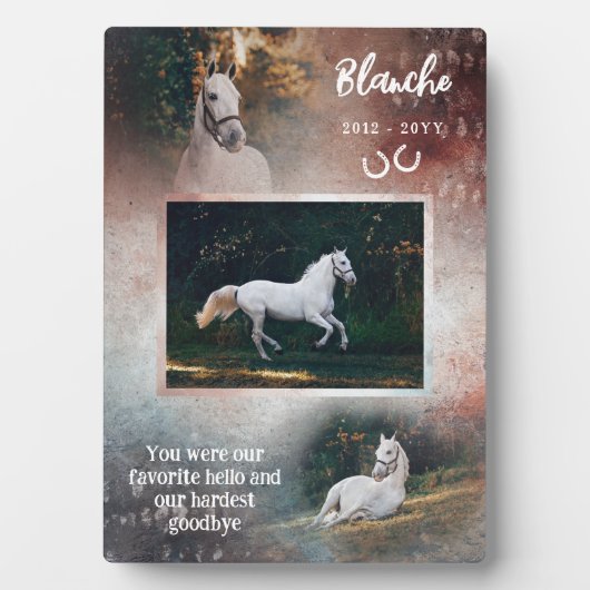 Rust & Navy Hello Horseお気に入りのフォトメモリアル フォトプラーク (正面)