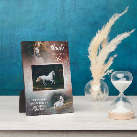 Rust & Navy Hello Horseお気に入りのフォトメモリアル フォトプラーク (側面)