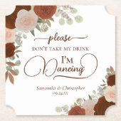 Rust Orange Bohoバラは私の飲み物を取結婚らない ペーパーコースター (正面)