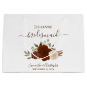 Rust Orange Boho Roses Wedding Bridesmaid ラージペーパーバッグ (正面)