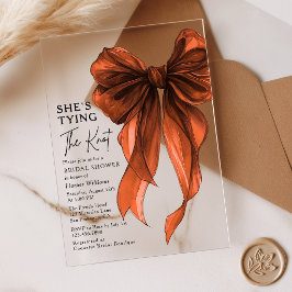 Rust Orange Bow She's Tying The Knot Bridal Shower アクリル招待状