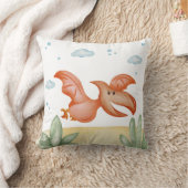Rust Orange Dinosaur Nursery Pillow Cute Pterodact クッション (ブランケット)