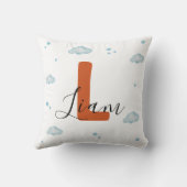 Rust Orange Dinosaur Nursery Pillow Cute Pterodact クッション (裏面)