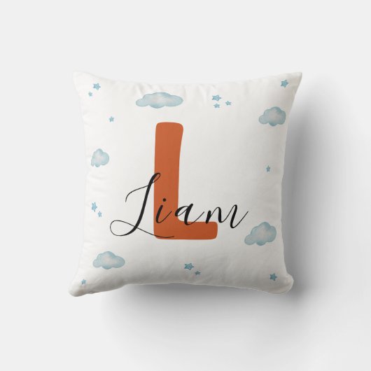 Rust Orange Dinosaur Nursery Pillow Cute Pterodact クッション (裏面)