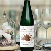 Rust Orange Fall Floral Elegant Wedding Thank You ワインラベル