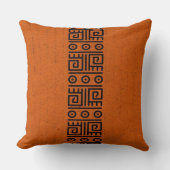 Rust Orange Geometric Greek Key Tribal Black Aztec クッション (正面)