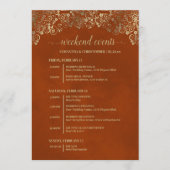 Rust Orange & Gold 高級感ある結婚式イベント&タイムライン プログラム (正面)