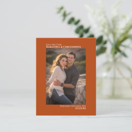 Rust Orange Vertical Photo Minimalist 結婚's セーブザデート