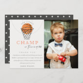Rust Our Little Champバスケットボールフォト誕生日 サンキューカード (正面/裏面)