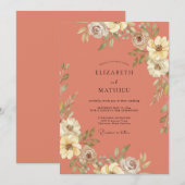 Rust Pastoral Autumn Wedding 招待状 (正面/裏面)